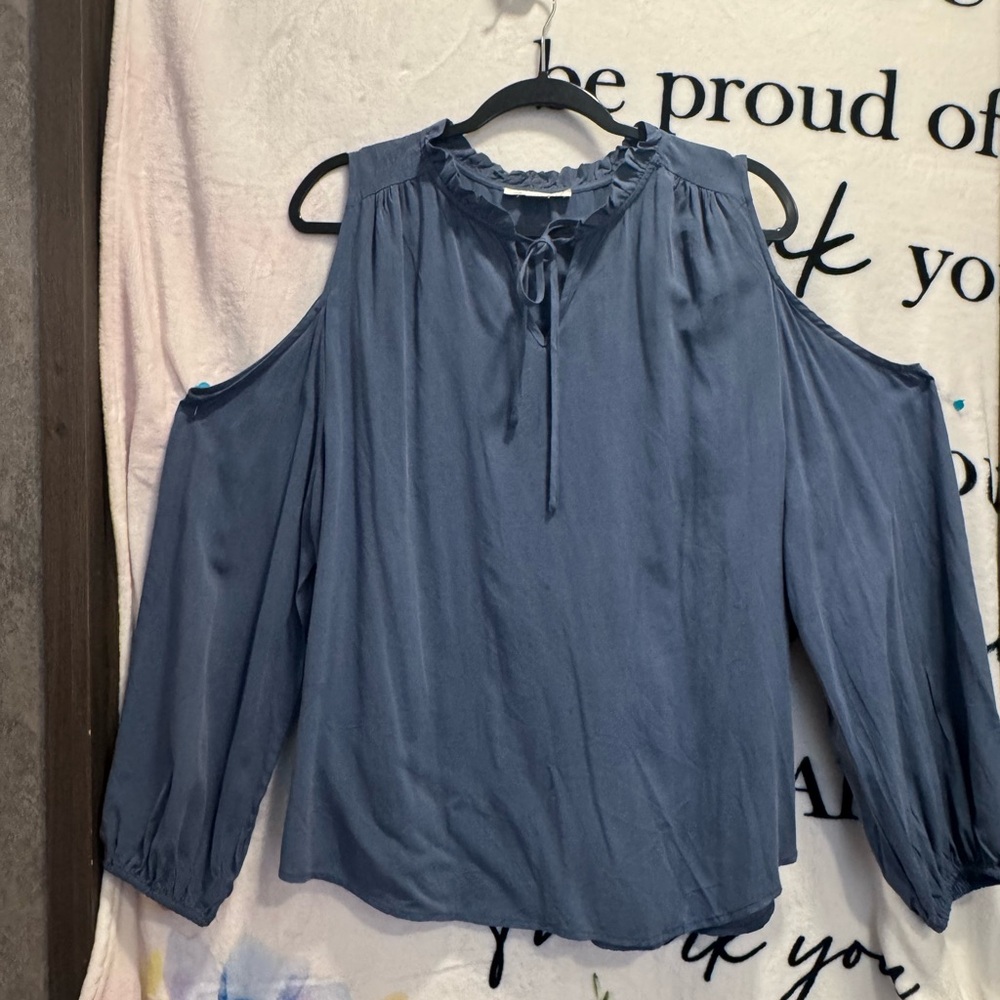 Cooper & Ella Cold Shoulder Blouse, Blue Women's XL